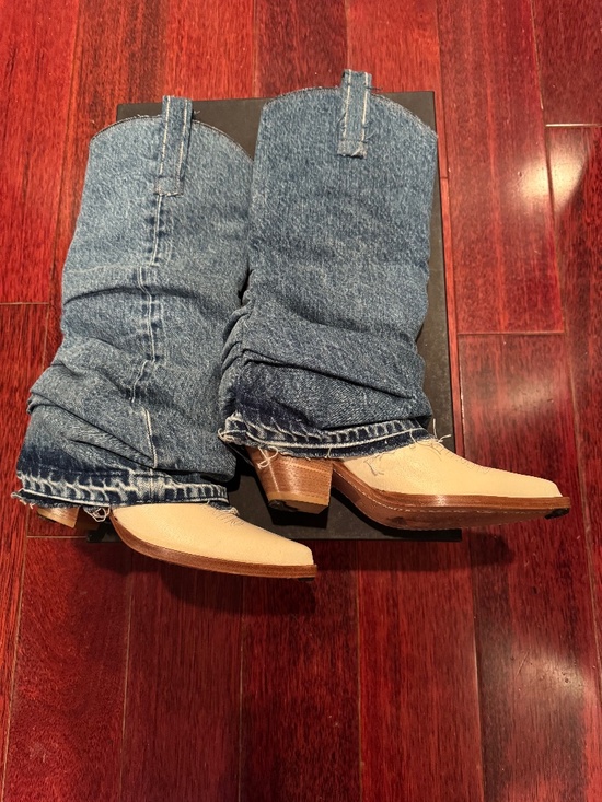 R13 Shoes - R13 Mid Cowboy boots Denim Sleeve
